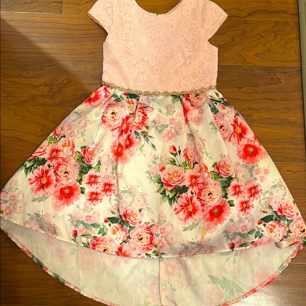 Girls formal lace and satin dress